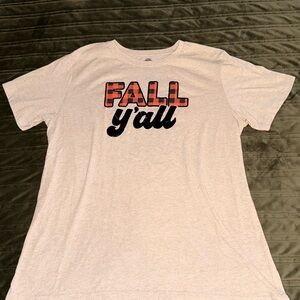Plaid 'Fall Y'all' Graphic Tee - White
